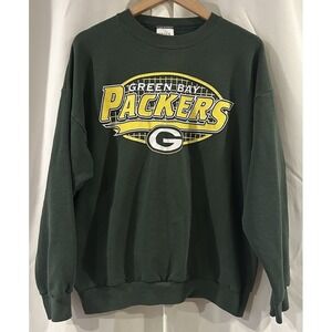 VINTAGE Green Bay Packers Sweatshirt Mens XL Green Crewneck NFL‎ 90s Y2K